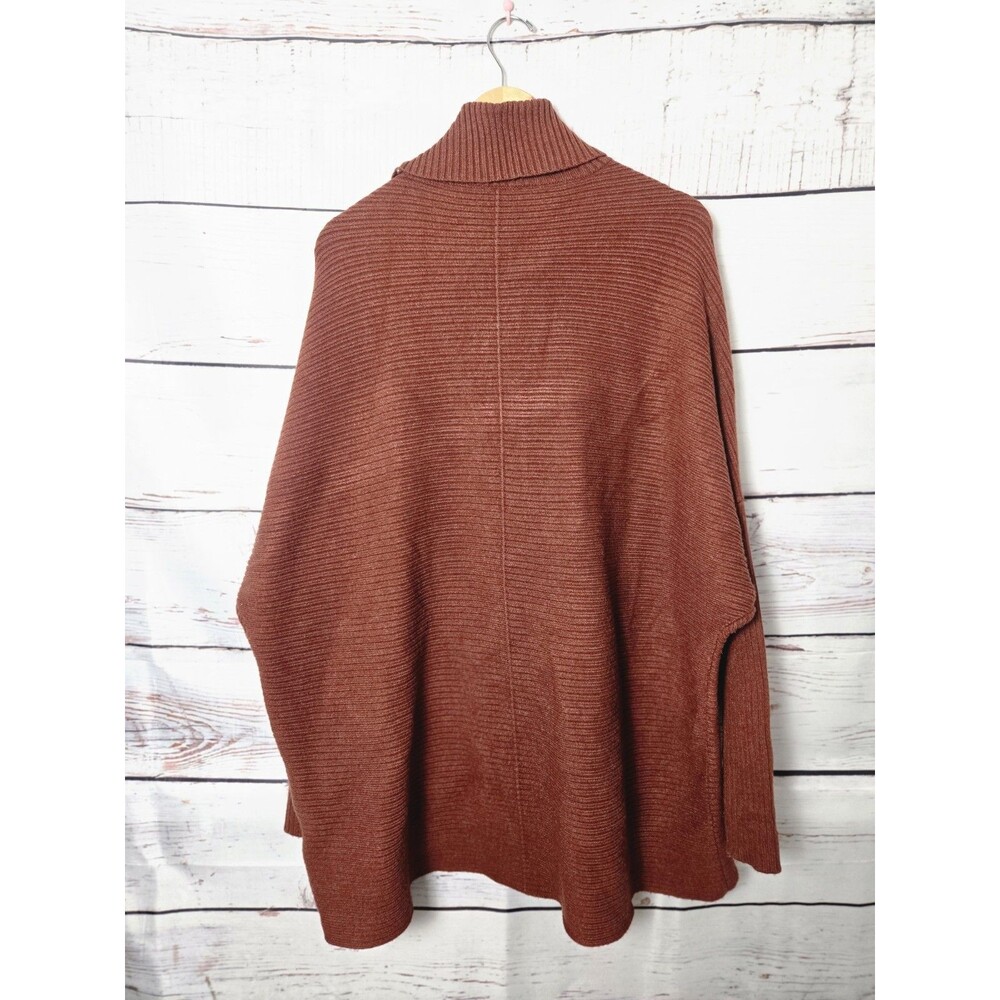 Cyrus Womens Sweater XL Rust Brown Cowl Neck Ribbed High Low Tunic Oversized - Picture 2 of 7